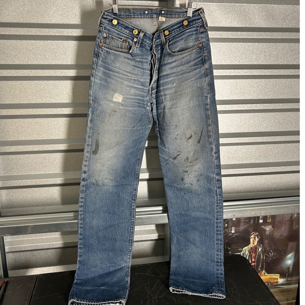 VINTAGE Levi 501XX Jeans Mens W34 L40 Blue Distressed Workwear Paint Splatter